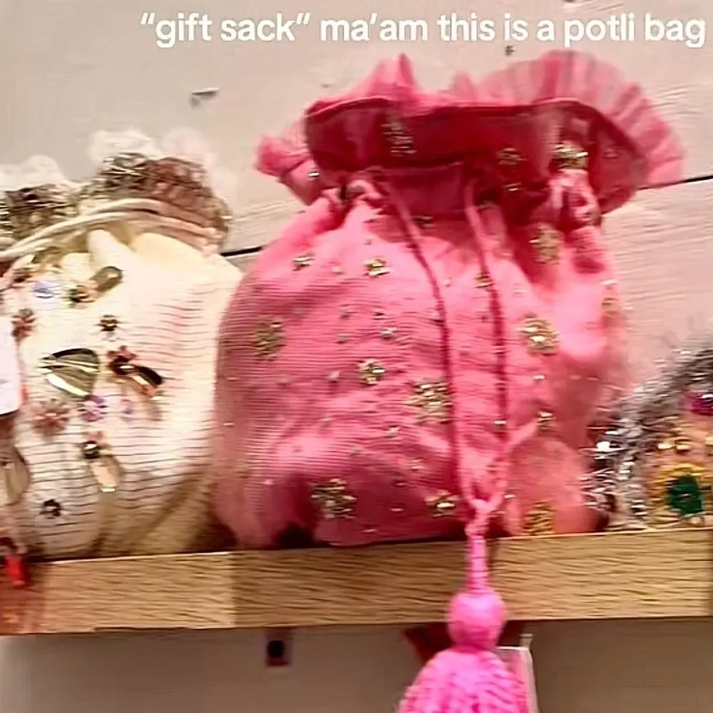 Free People Sparkle Pink Celebration Gift Sack/Make Up Bag/Closet Decoration NWT